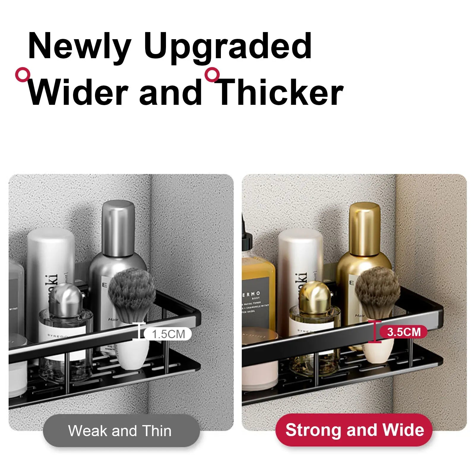 No Drill Wall Mounted Bathroom Shelf - Aluminum Corner Rack