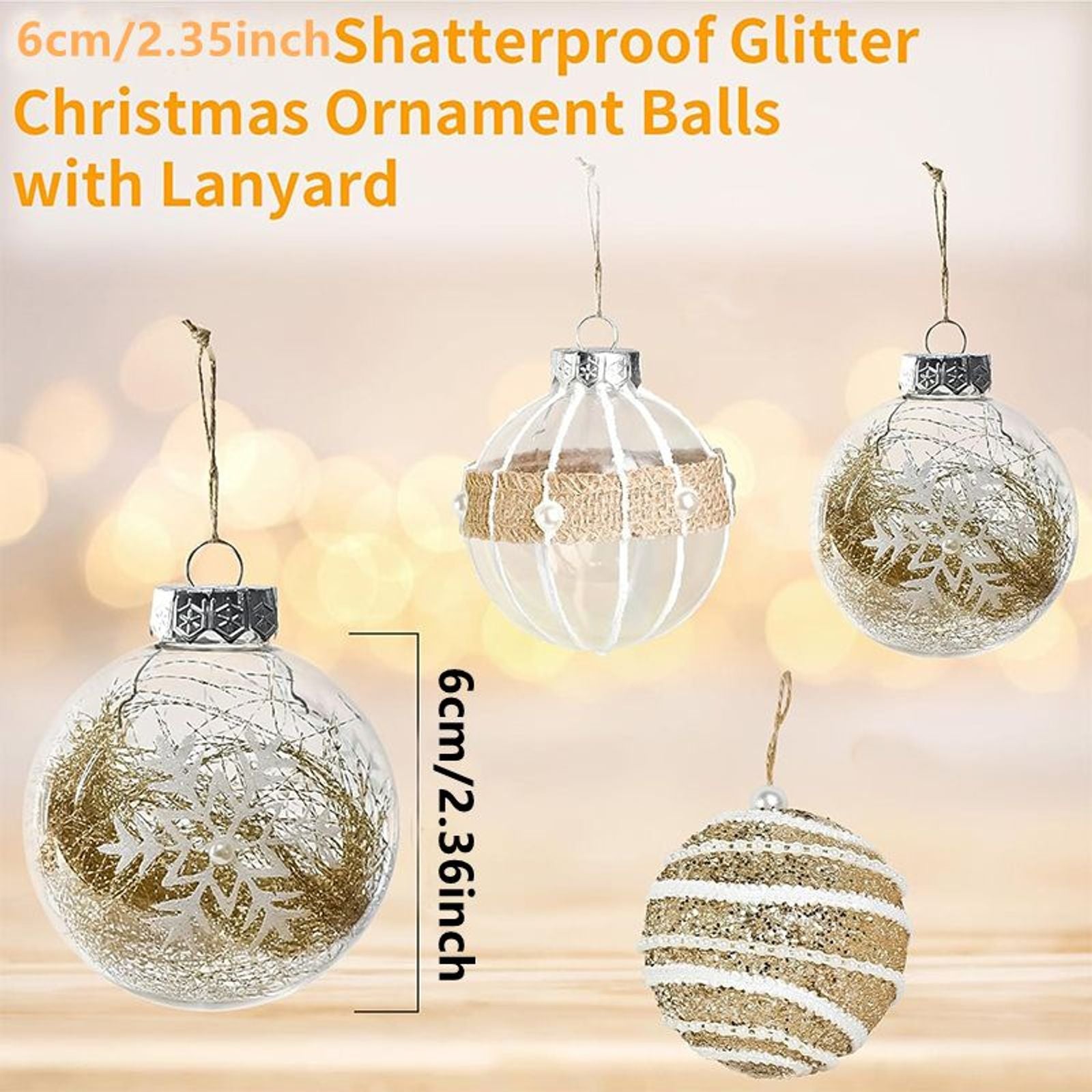 9 Pcs Gold Christmas Ball Decor Set - Shatterproof Hanging Balls