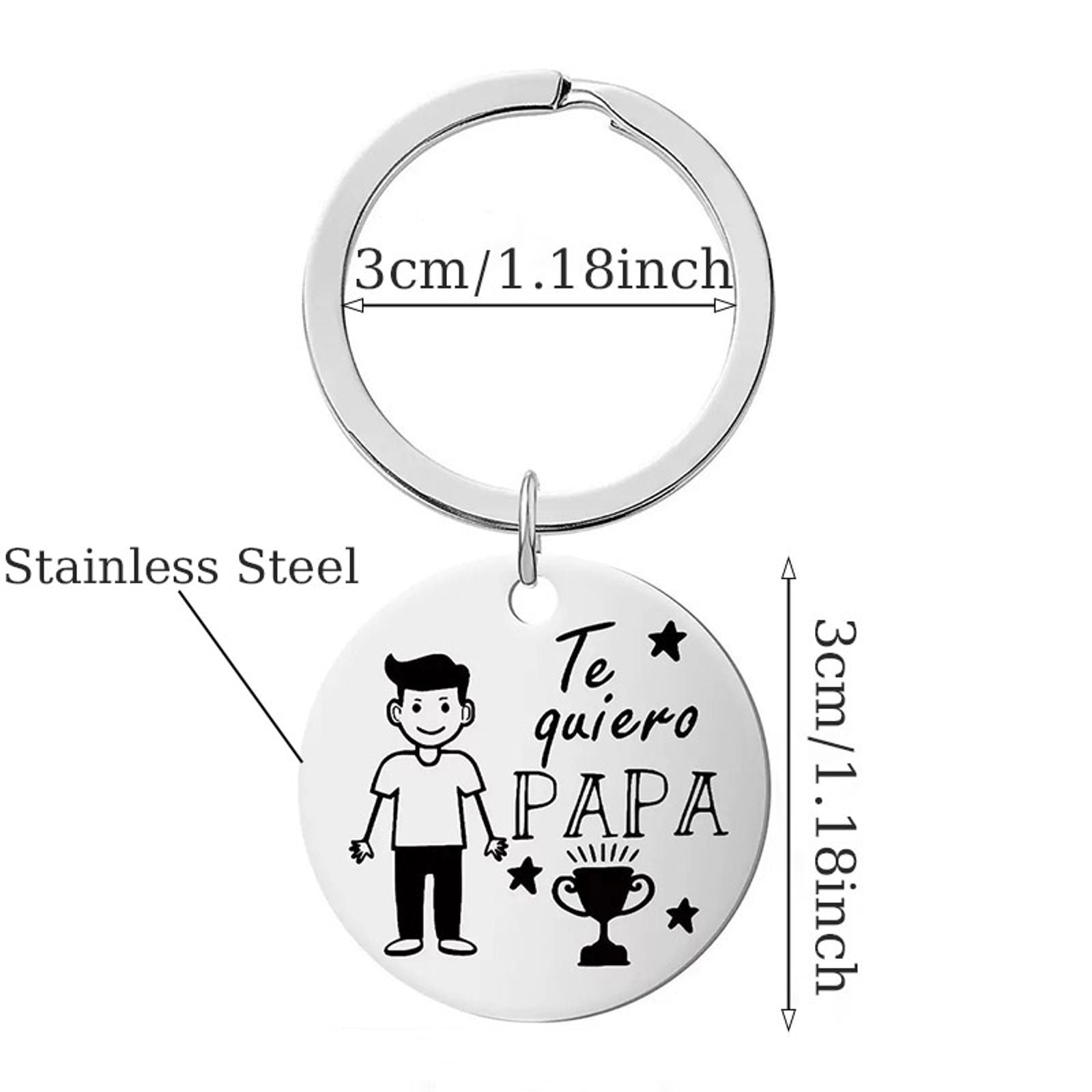 Te Quiero Papa Keychain - Stainless Steel Pendant Gift