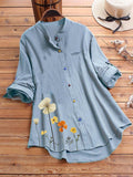 Women's Floral Pattern Button Down Long Sleeve Blouse
