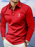 Men's Breathable Casual Long Sleeve Polo Shirt