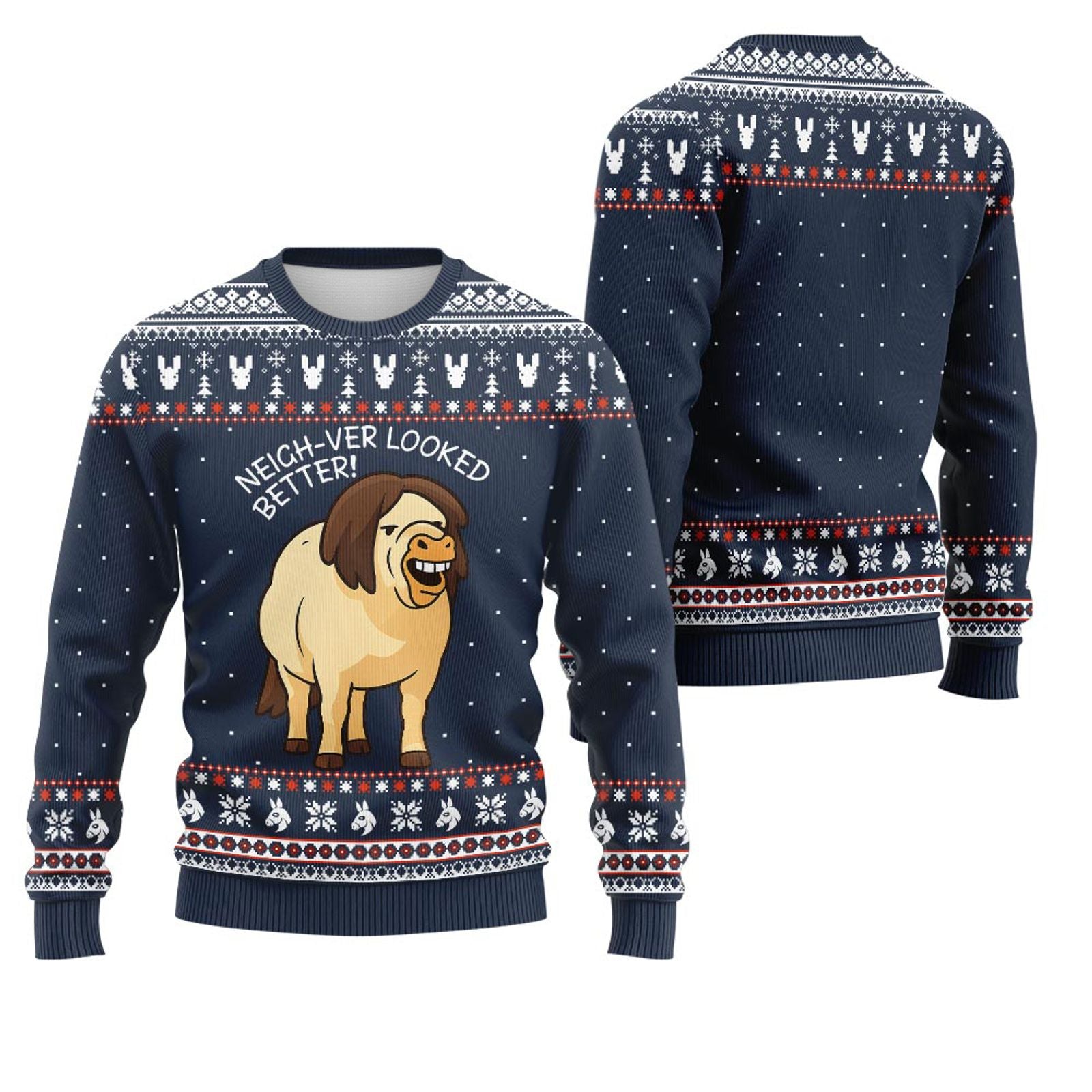 Funny Horse Meme Ugly Christmas Sweater for Men and Women