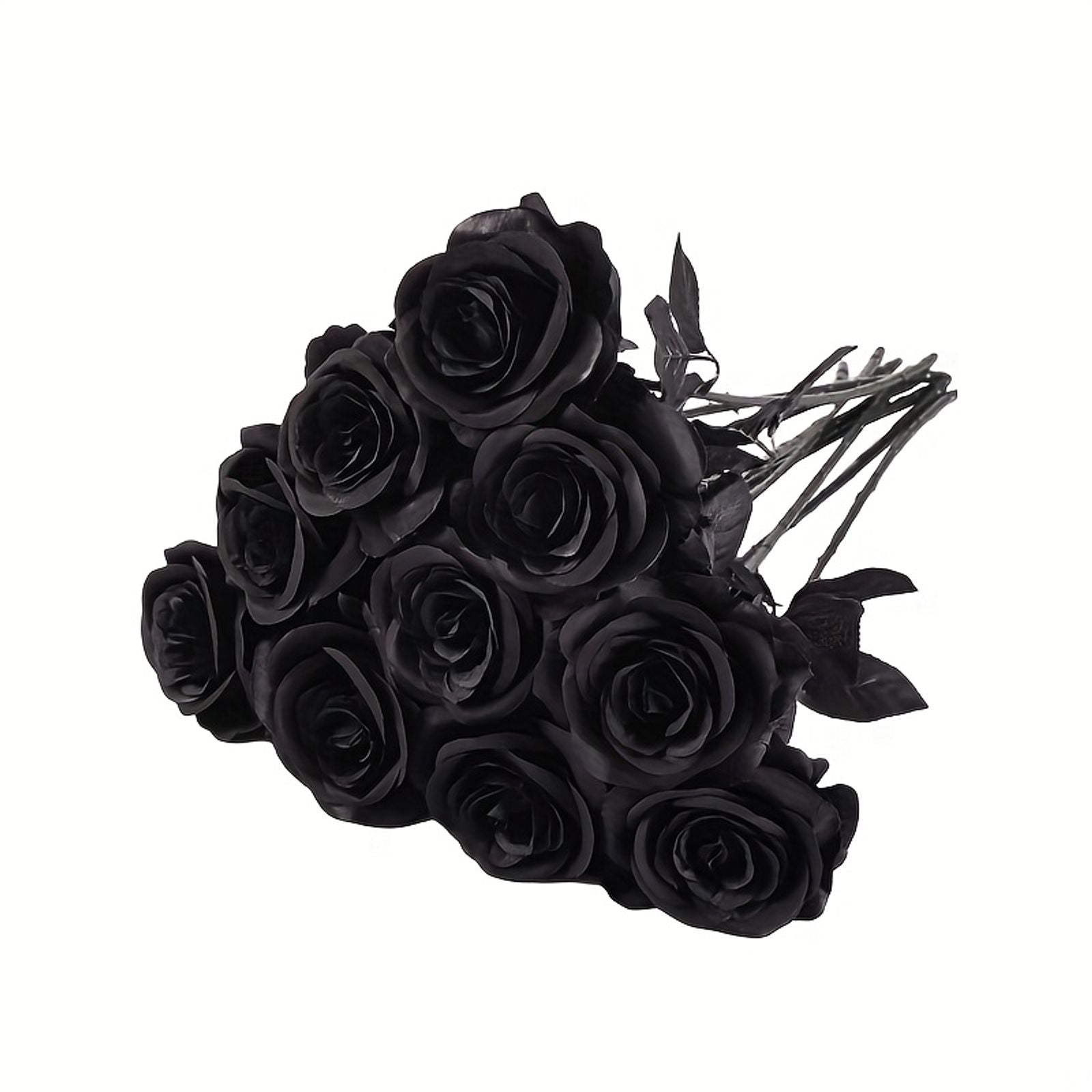 Artificial Black Roses - Long Stem Fake Flowers for Decor