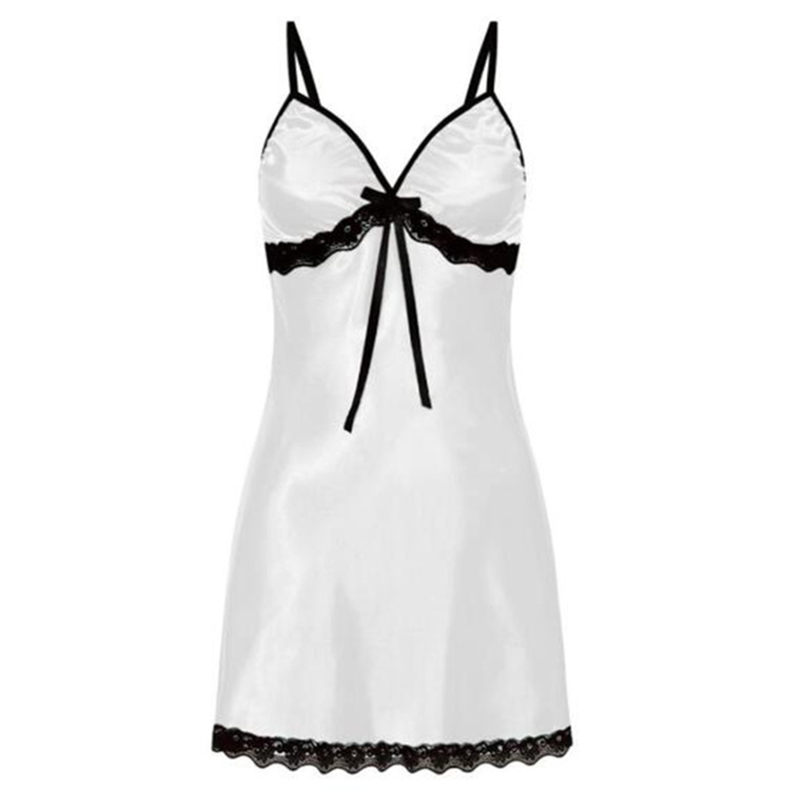 Women's Silk Imitation Lace Bow Strap Nightgown