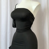 Women’s Strapless Floral High Slit Mini Dress