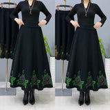 Women’s Floral Embroidered Knit Maxi Skirt
