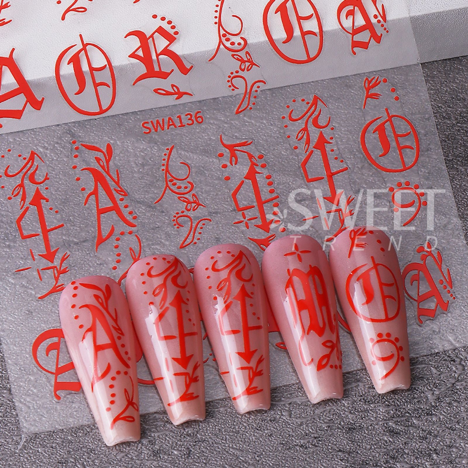 2pcs Gothic Letter Nail Stickers - Y2K Design Decals