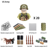 WWII Infantry Soldier Mini Gun Model Building Blocks