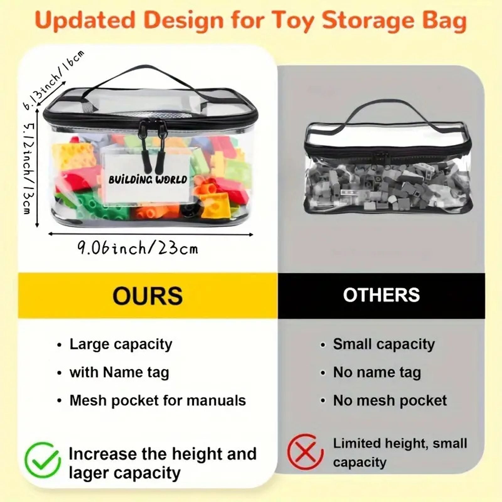 Transparent Mesh Zipper Toy Storage Bag - Large Capacity Organizer