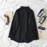 Japanese Style Oversized Long Sleeve White Shirt for Women