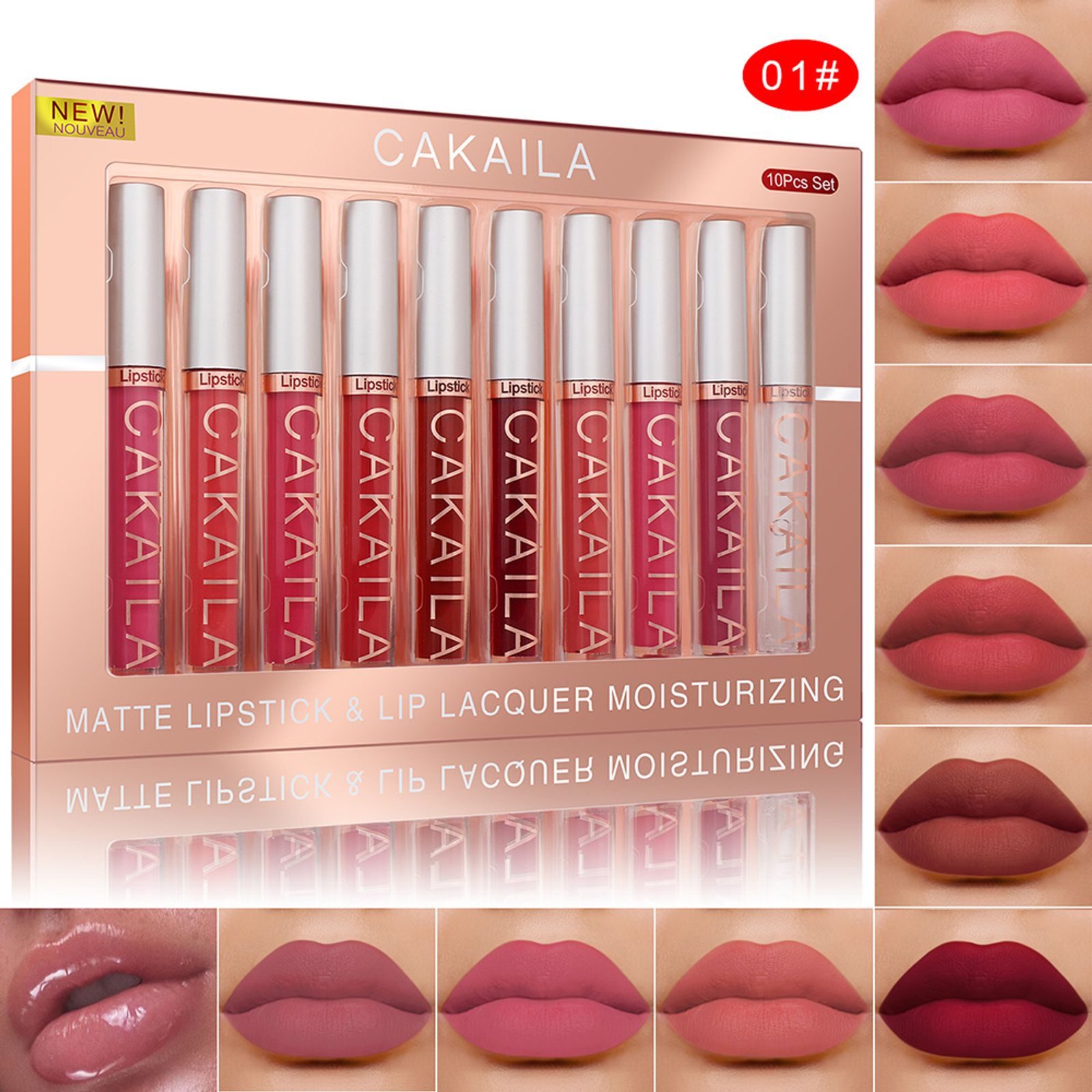 10pcs Nude Lip Gloss Matte Velvet Liquid Lipstick Set