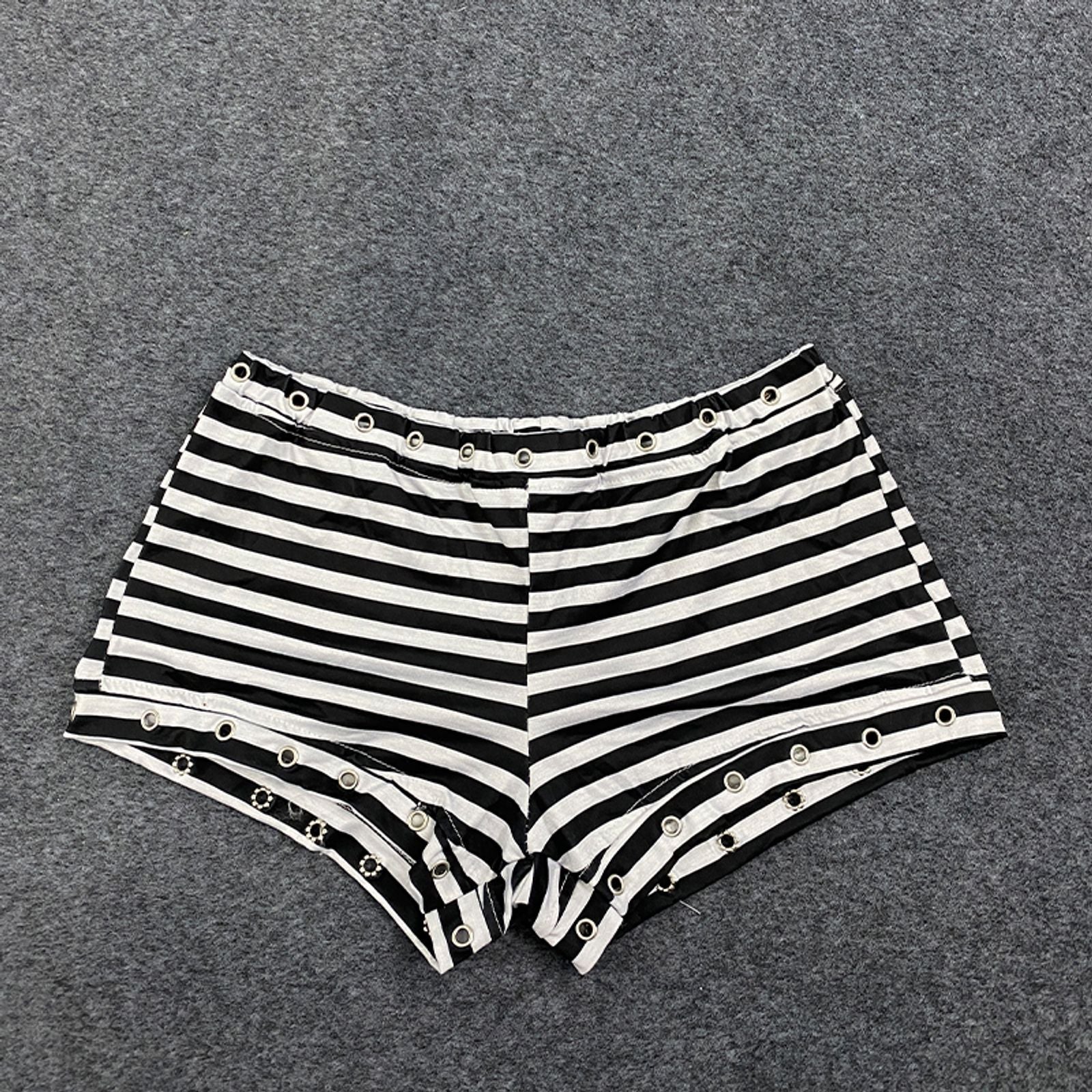 Korean Style Y2K Black and White Striped Shorts