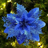 20 Pcs Glitter Artificial Christmas Flowers for Holiday Decor