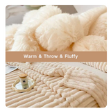 Soft & Warm Fluffy Throw Blanket - Decorative Striped Design