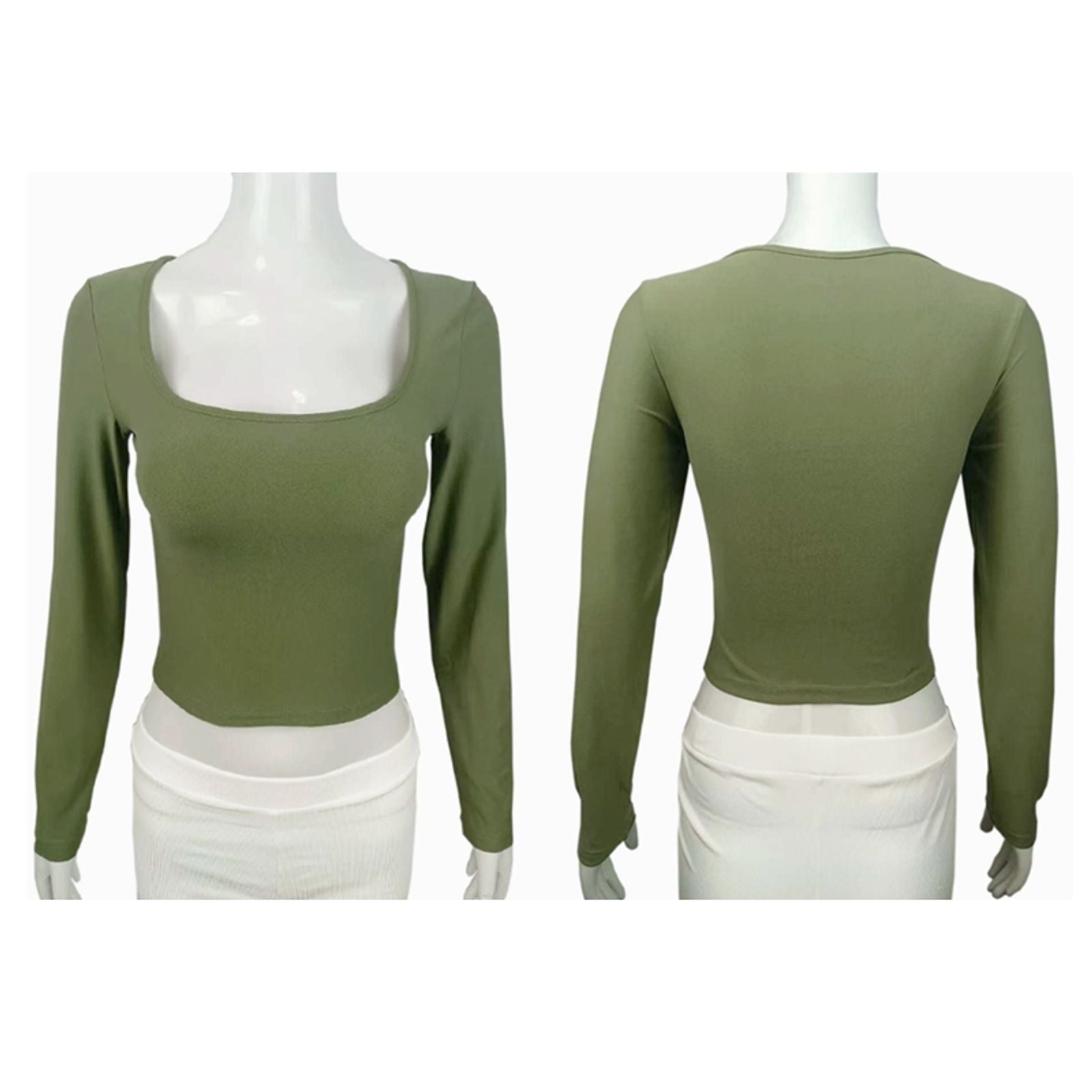 Women’s Slim Fit Long Sleeve T-shirt with Square Collar