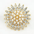 Large Rhinestone Pearl Snowflake Brooch for Women