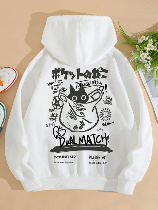 Cute Cat Cartoon Printed Sweatshirt for Women