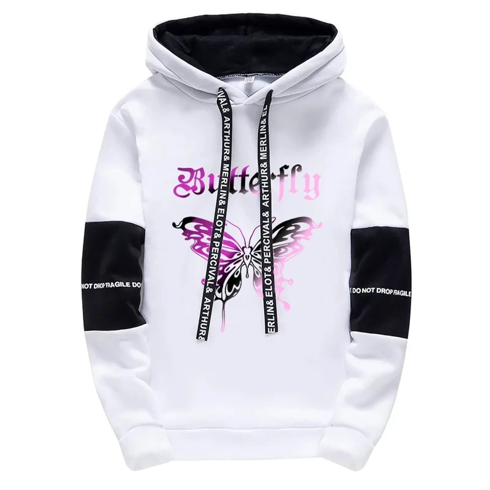 Girls Urban Fashion Loose Hoodie with Letter Print