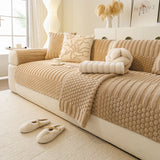 Thicken Warm Geometric Jacquard Fleece Sofa Cover