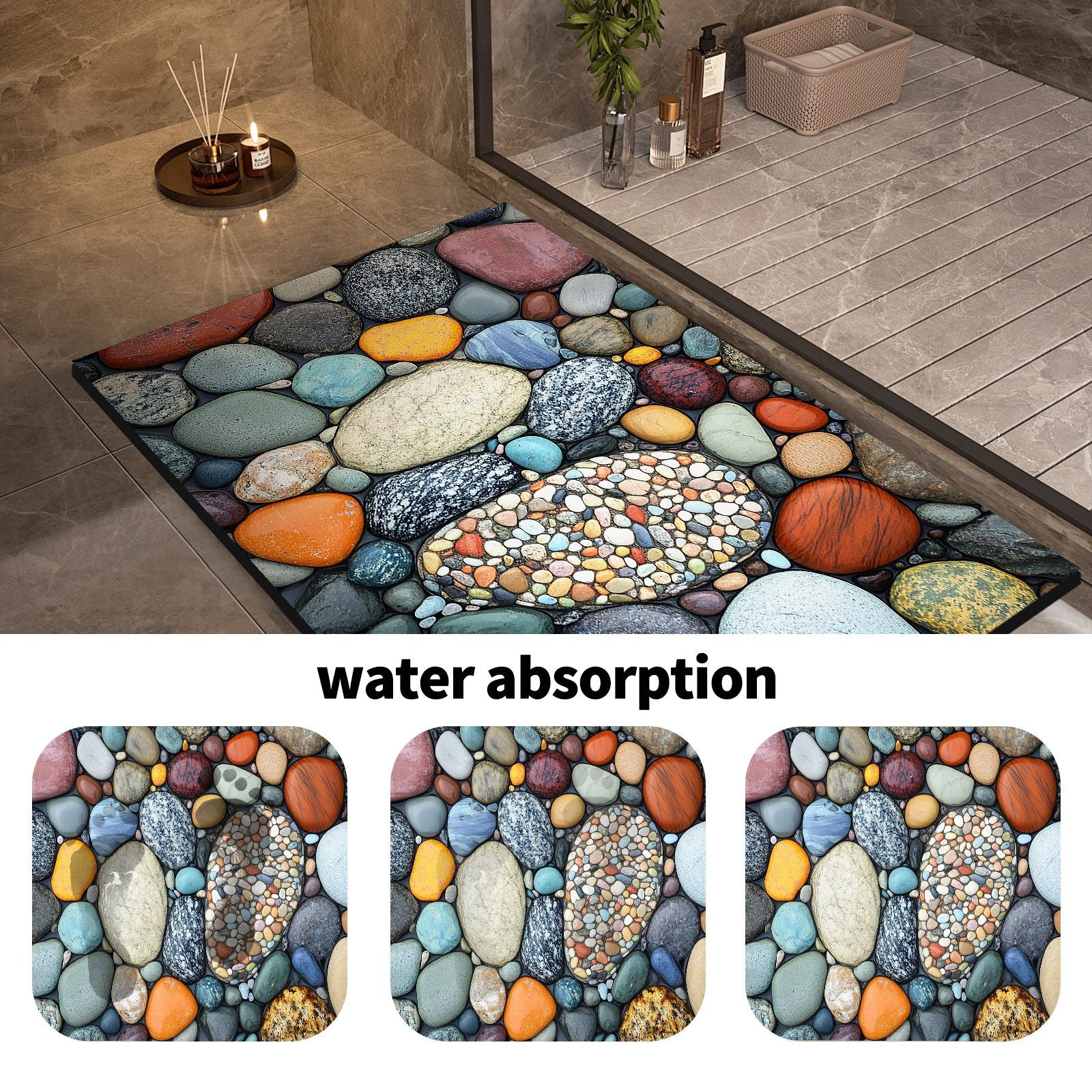 Stone Design Diatomite Bath Mat - Non-Slip & Quick Dry