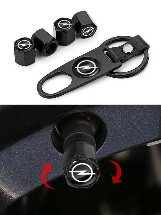 Car Tire Valve Stem Caps with Keychain for Opel Vehicles