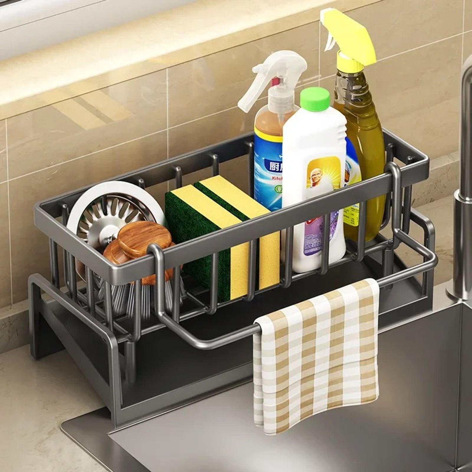 Multifunctional Sponge Rack and Kitchen Organizer