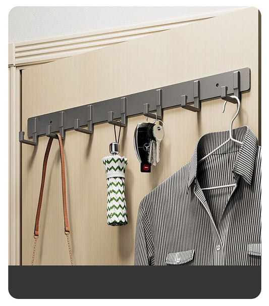 Heavy Duty Wall Coat Rack with Black Hooks