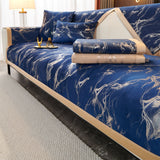 Marble Lines Velvet Sofa Cover for L-Shape Couch