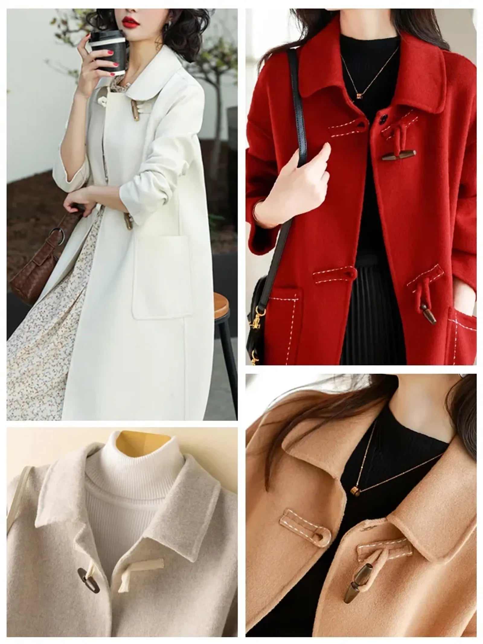 10PCS Wooden Horn Buckles for Women's Wind Coat Sewing