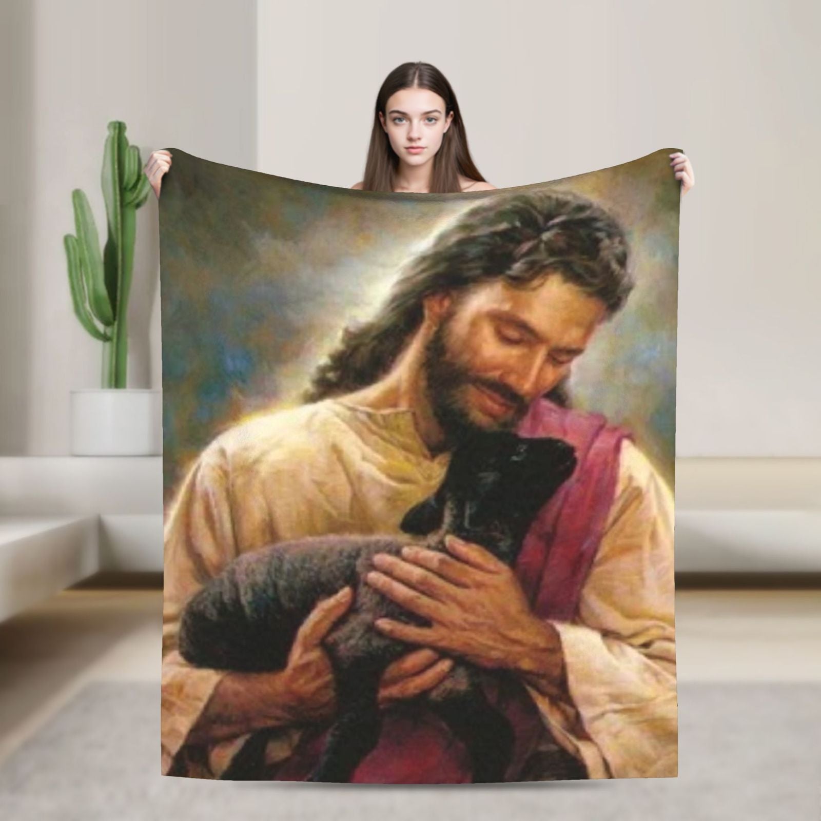 Cristo Jesus Flannel Blanket - Warm Bedding Throw
