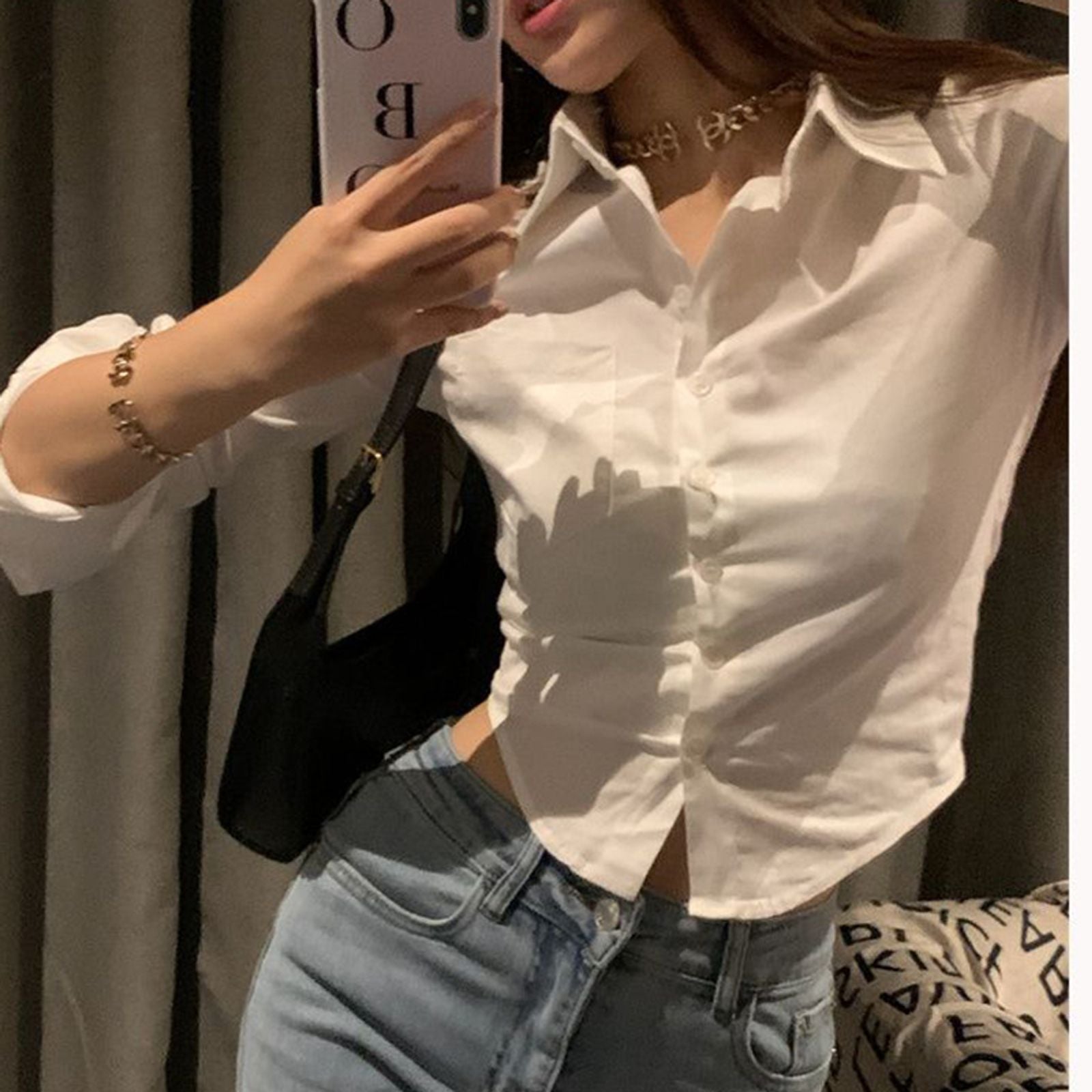 Elegant Korean Women’s Slim Blouse - Spring Y2K Casual Top
