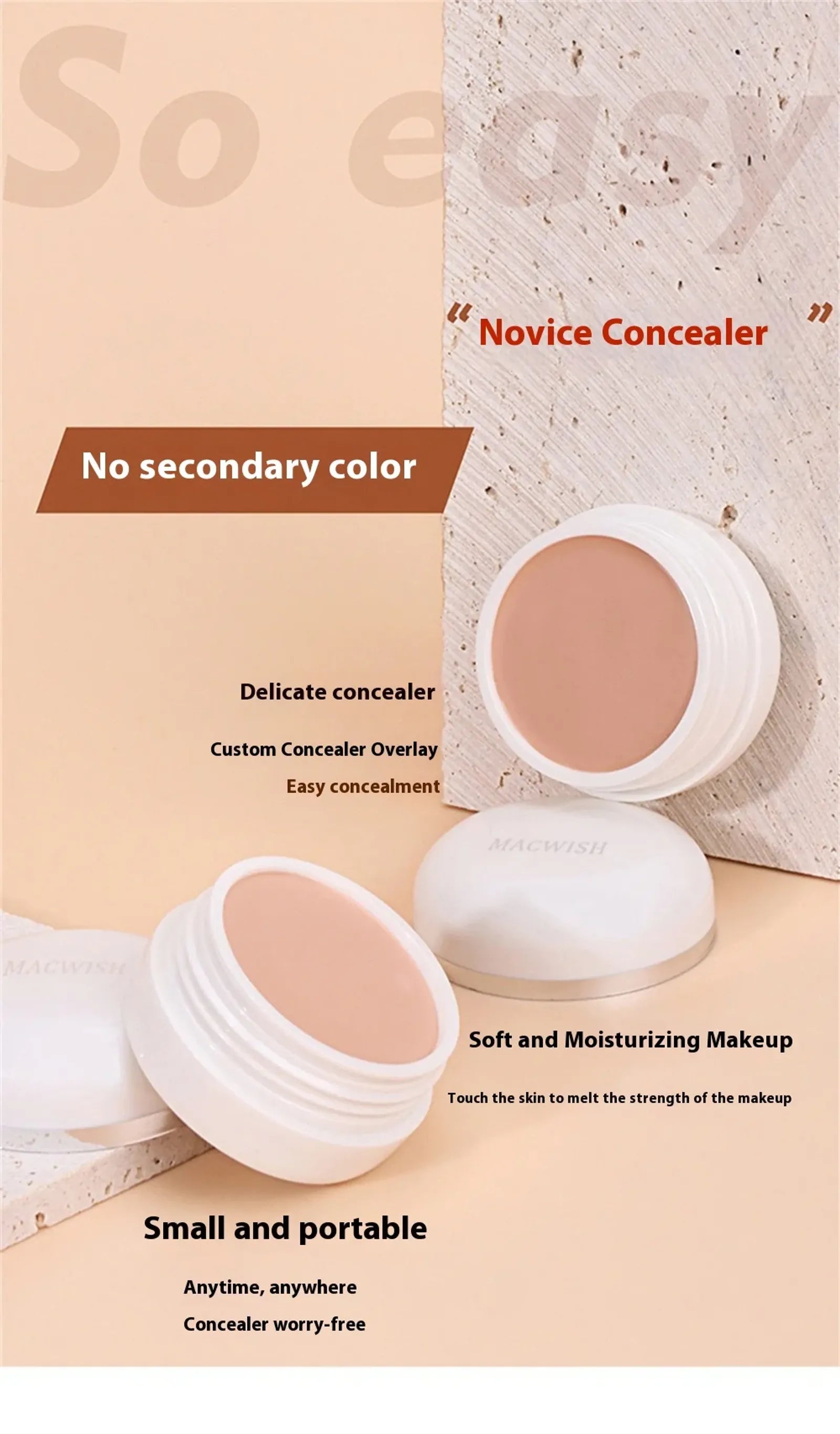 High Coverage Waterproof Concealer for Dark Circles