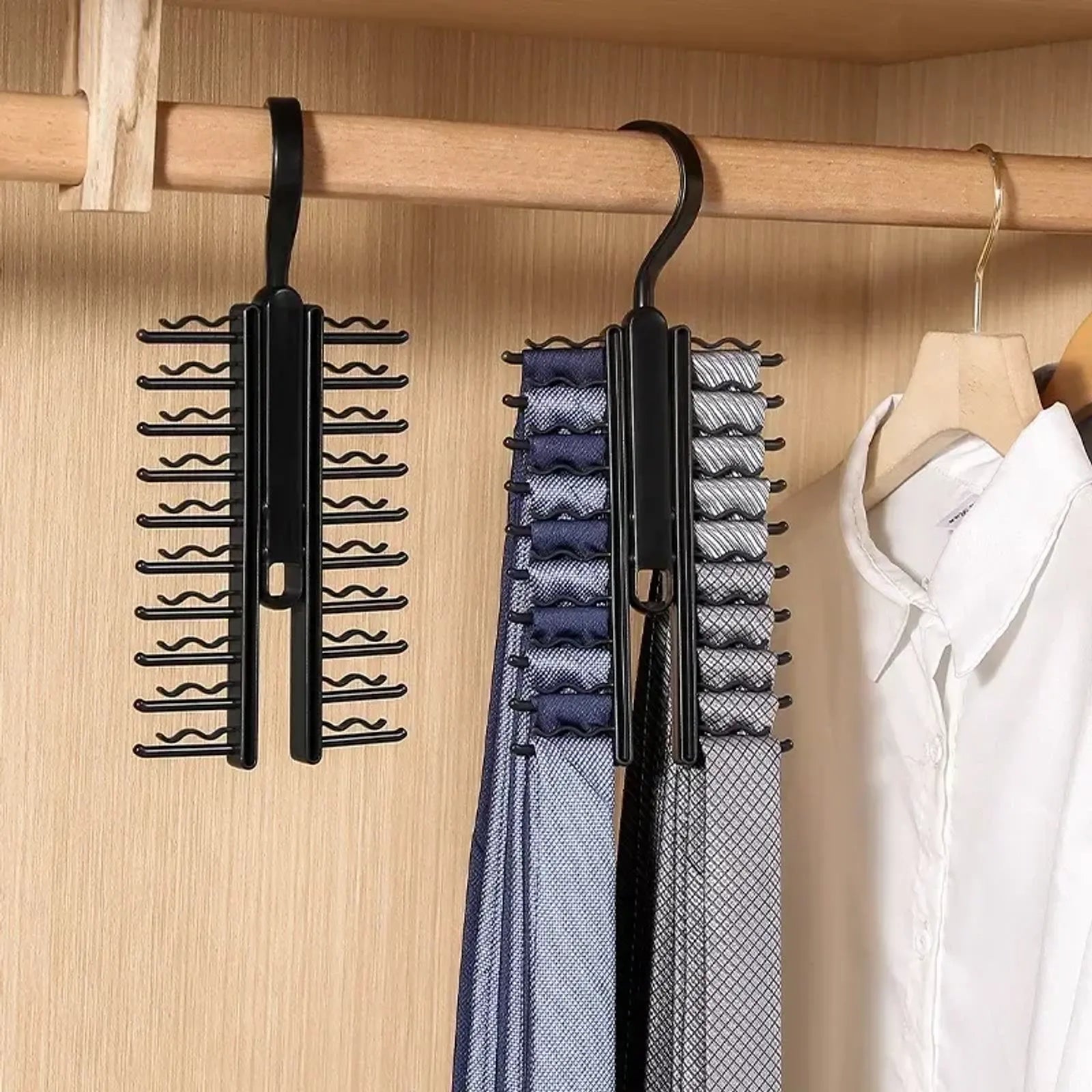 Rotatable 20-Hook Silk Scarf and Tie Storage Rack