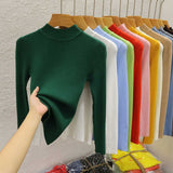 Women's Long Sleeve Mock Neck Knitted Pullover Sweater