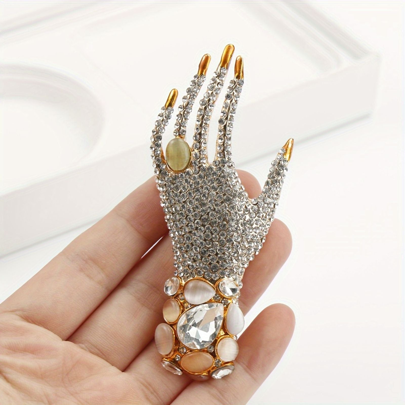 Elegant Rhinestone Hand Brooch for Women