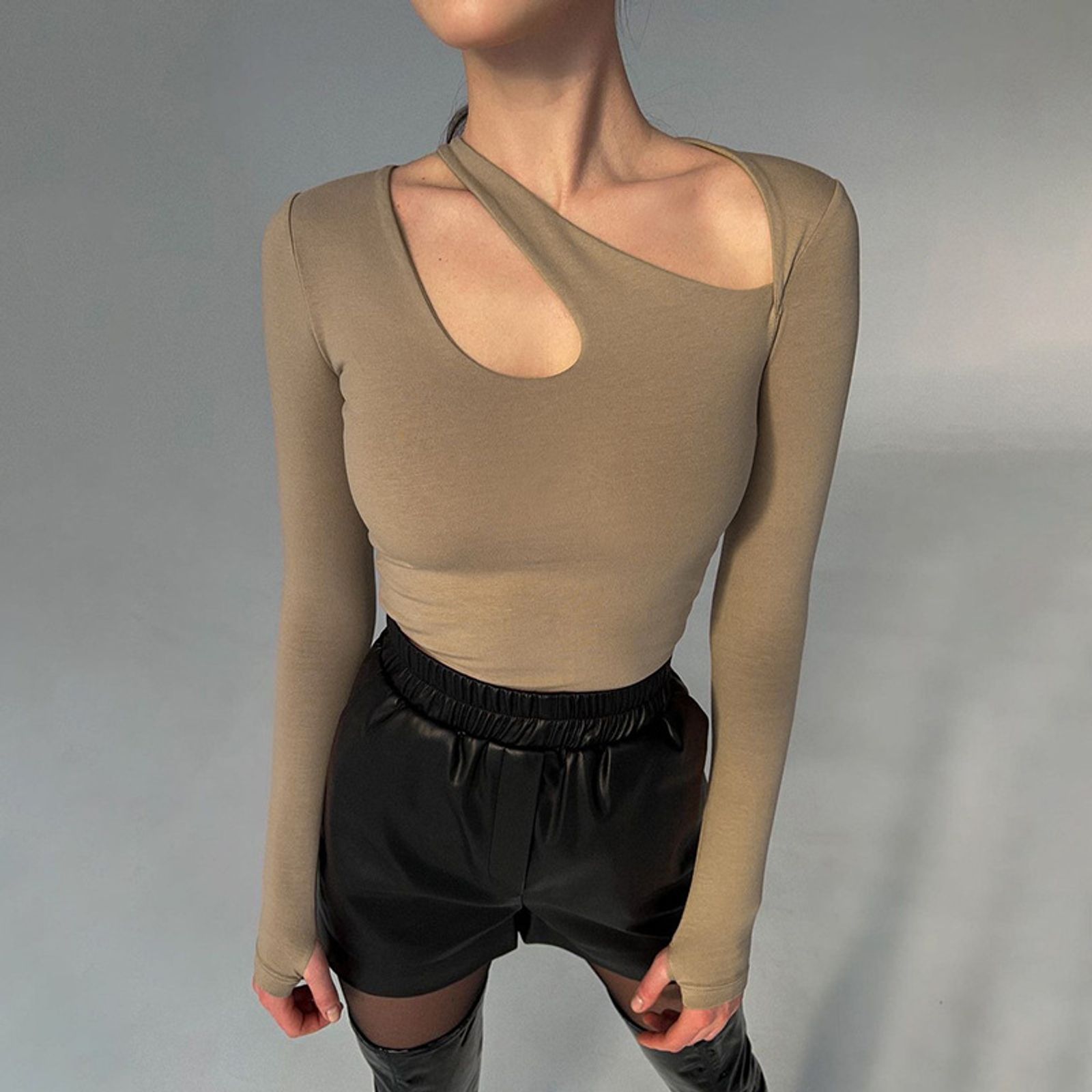 Y2K Casual Long Sleeve Bodysuit for Women