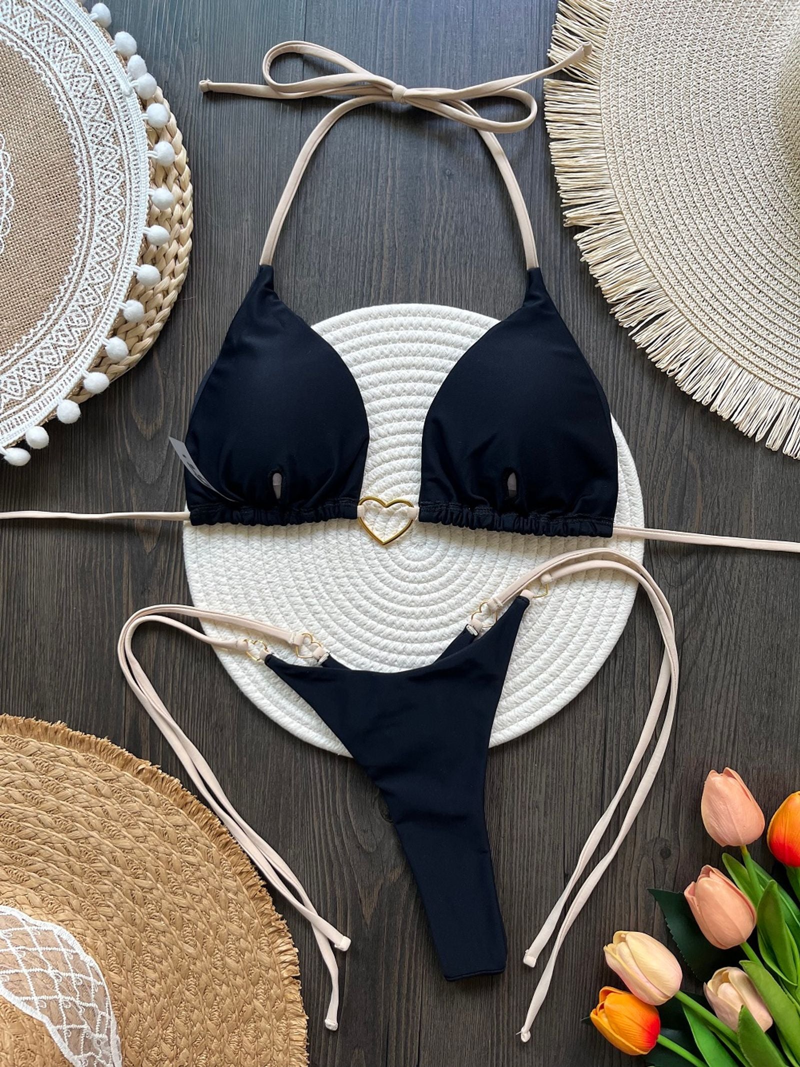 Sexy Halter Solid Color Bikini Set