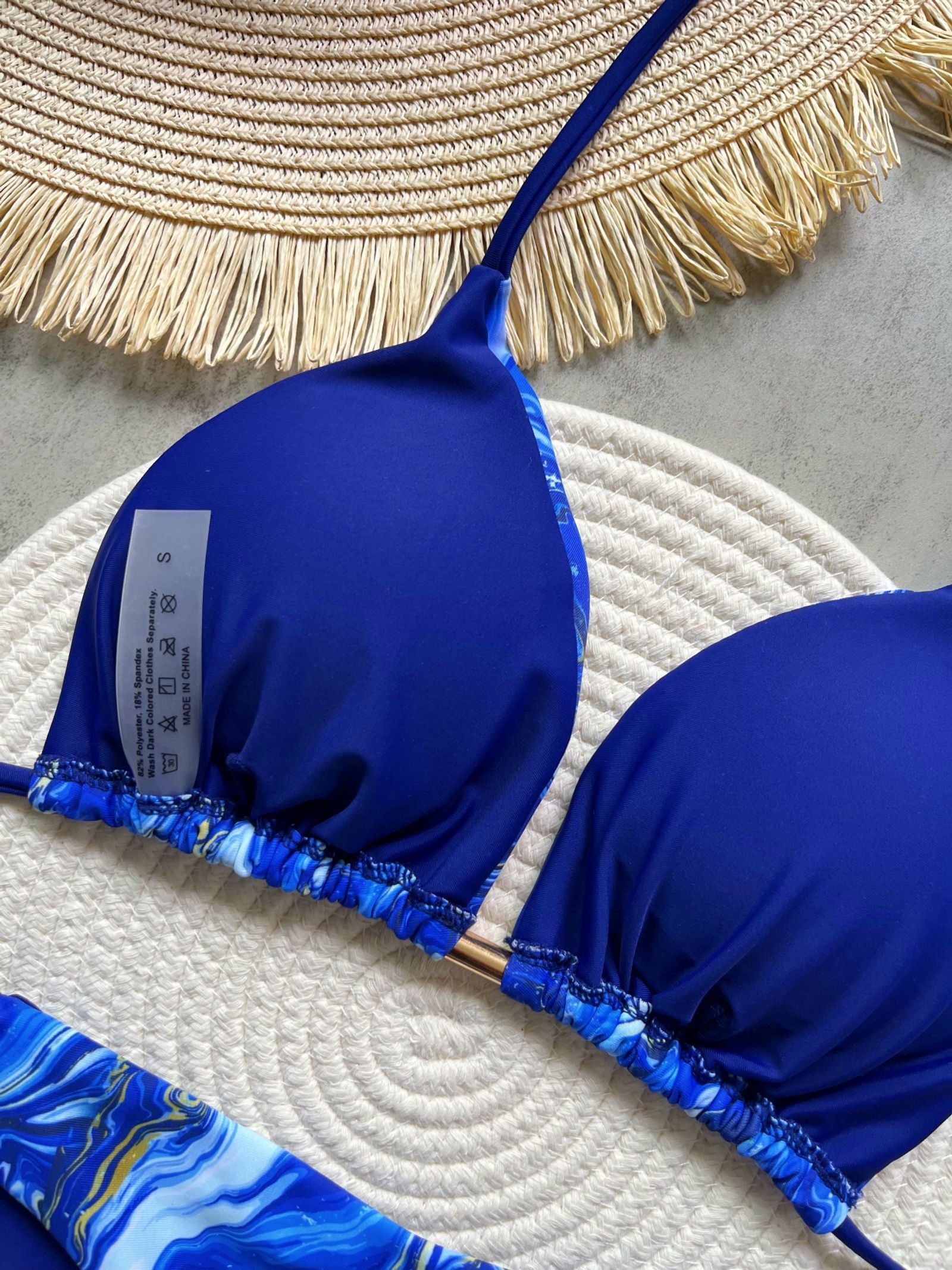 Print Halter Mini Thong High Cut Bikini Set