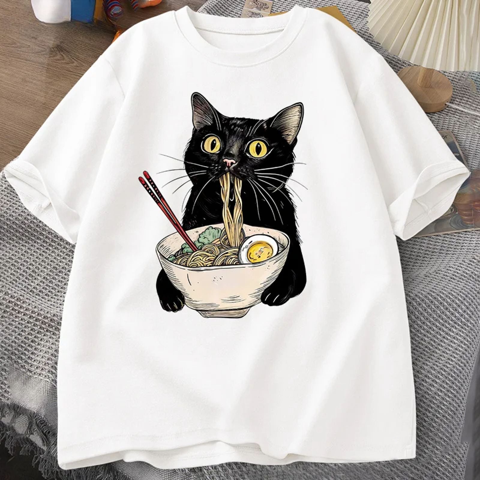 Noodle Ramen Cat T-Shirt for Foodie Lovers