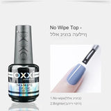 OXXI Rubber Base Coat UV Gel 15ml - No Wipe Top Coat Set