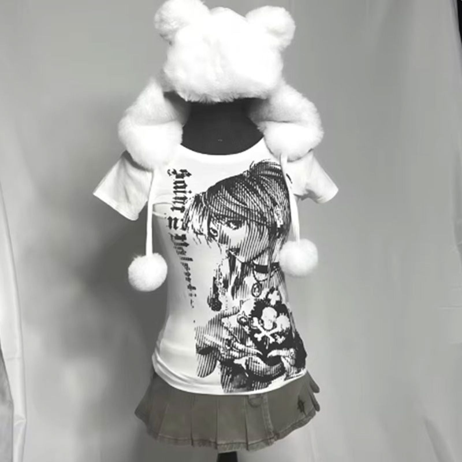 Y2K Anime Streetwear Vintage Crop Tee for Women