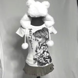 Y2K Anime Streetwear Vintage Crop Tee for Women