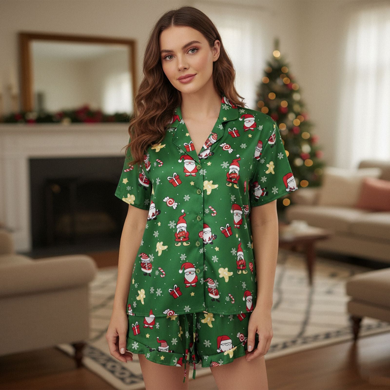 Xingqing Women's Christmas Lounge Set 2Pcs