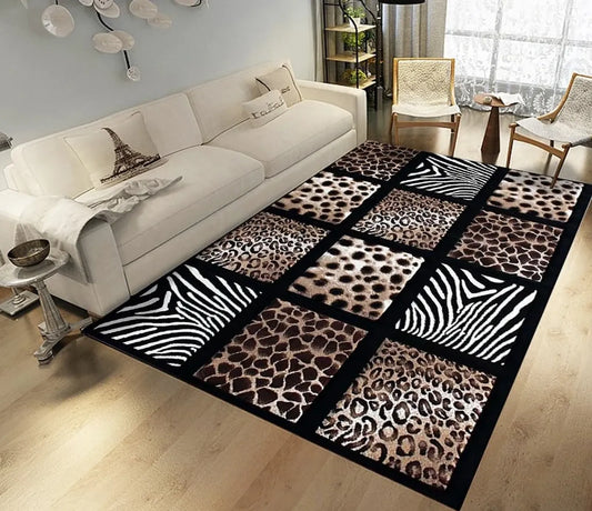 Brown Leopard Print Non-Slip Area Rug