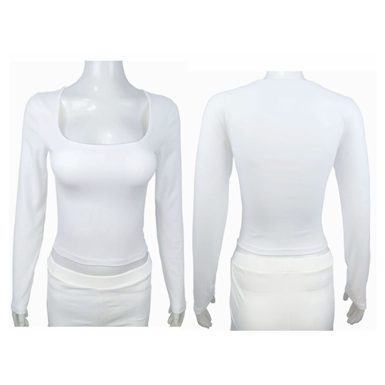 Women’s Slim Fit Long Sleeve T-shirt with Square Collar