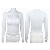 Women’s Slim Fit Long Sleeve T-shirt with Square Collar