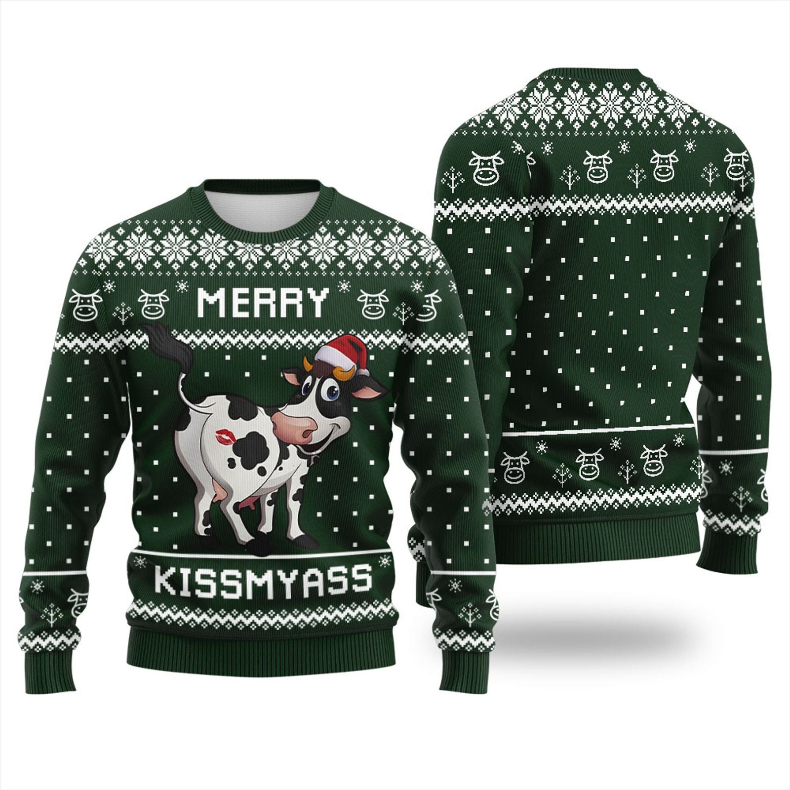 Funny Cow Santa Hat Christmas Ugly Hoodie for Women