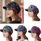 Women’s Peaked Cap with Earflaps - Floral Print