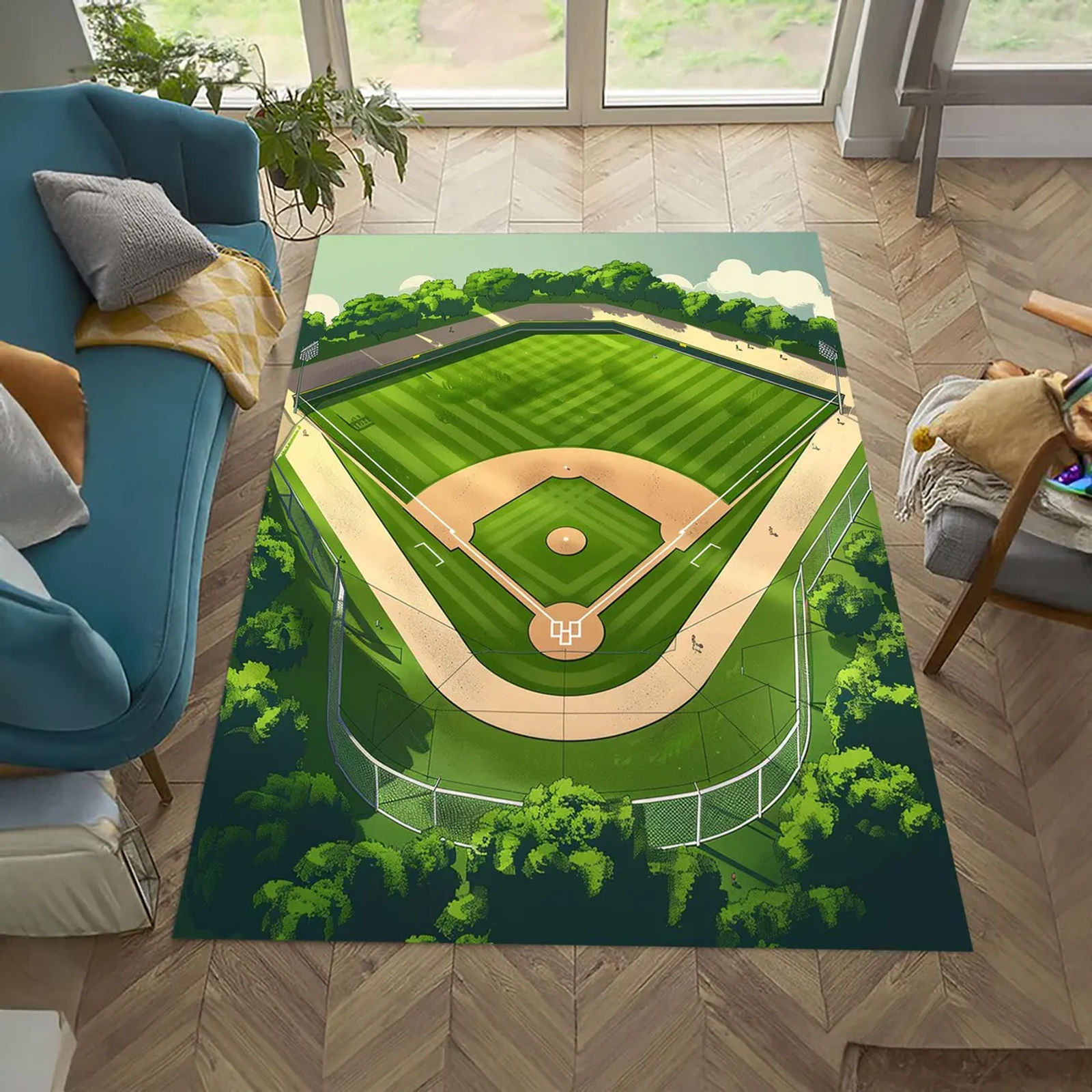Soccer Ball Area Rug for Living Room and Bedroom