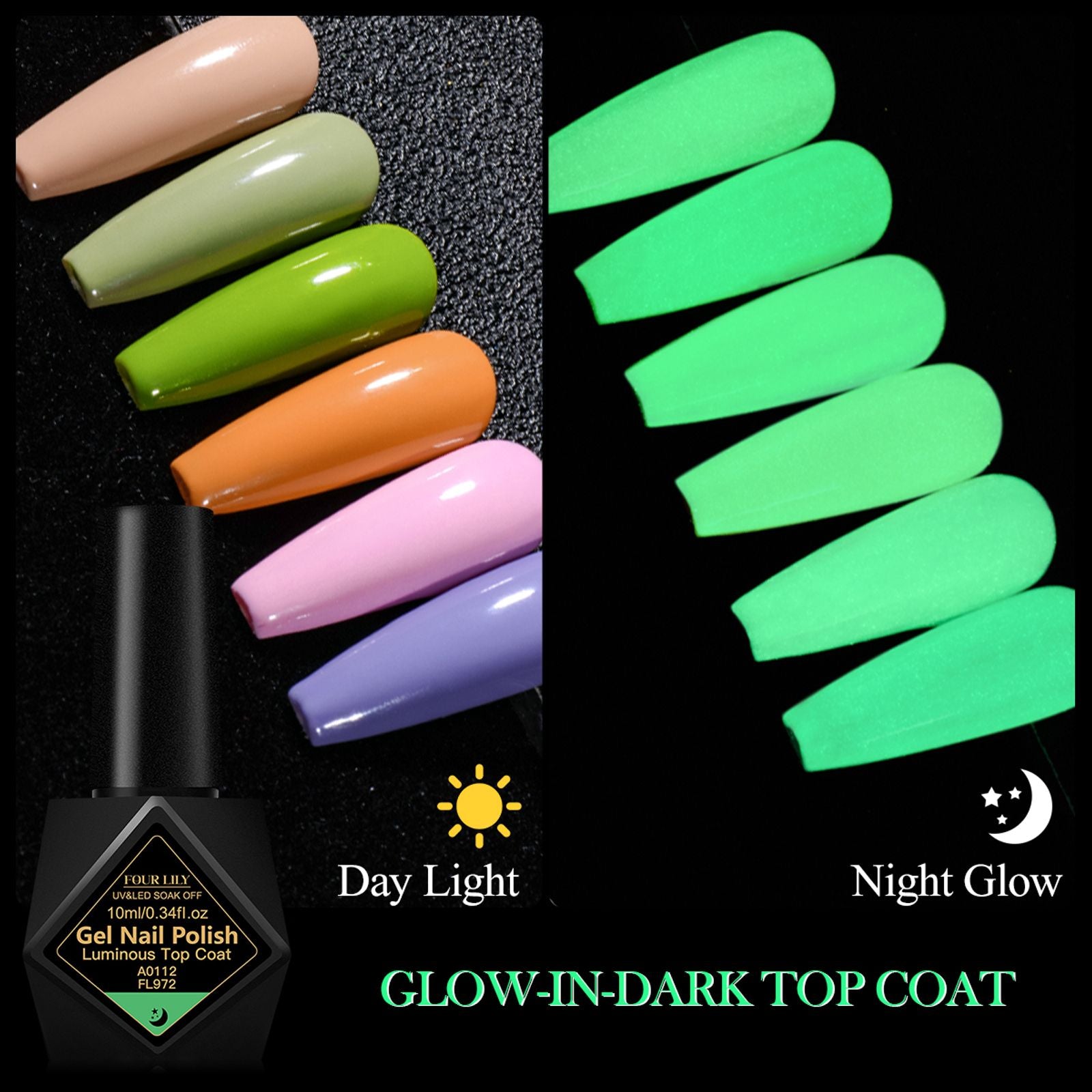 FOUR LILY Glow-in-the-Dark Green Gel Nail Polish 10ml